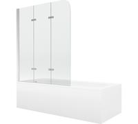 Mexen Vega bañera rectangular 180 x 80 cm con carcasa y mampara de 3 hojas 120 cm, transparente, cromo - 550118080X9012030100 13176 5907709107854
