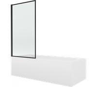Mexen Vega bañera rectangular 180 x 80 cm con panel y mampara de 1 hoja 70 cm, diseño negro - 550118080X9307017070 13180 5907709163010