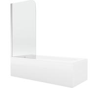 Mexen Vega bañera rectangular 180 x 80 cm con revestimiento y mampara de 1 hoja 80 cm, transparente, cromo 13171 5907709107847