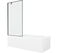 Mexen Vega bañera rectangular 180 x 80 cm con revestimiento y mampara de 1 hoja 90 cm, patrón negro - 550118080X9509007070 22399 5905315205872