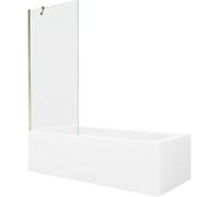 Mexen Vega bañera rectangular 180 x 80 cm con revestimiento y mampara de 1 hoja de 80 cm, transparente, dorado 22386 5905315205742