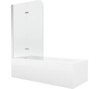 Mexen Vega bañera rectangular 180 x 80 cm con revestimiento y mampara de 2 hojas de 100 cm, transparente, cromo 13174 5907709162969