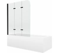 Mexen Vega bañera rectangular de 180 x 80 cm con revestimiento y mampara de 3 paneles de 120 cm, transparente, negro 13177 5907709162983