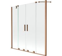 Mexen Velar Duo mampara de bañera 2 hojas correderas 160 x 150 cm, transparente, cobre cepillado - 896-160-000-02-65 24717 5905315222121