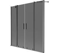 Mexen Velar Duo mampara de bañera de 2 hojas correderas 150 x 150 cm, grafito, gris pistola cepillado - 896-150-000-42-66 42010 5905315278388