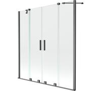 Mexen Velar Dúo mampara de bañera de 2 hojas corredizas 160 x 150 cm, transparente, gris metálico cepillado 24723 5905315222183