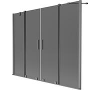 Mexen Velar Dúo mampara de bañera de 2 hojas deslizante 190 x 150 cm, grafito, gris arma cepillado - 896-190-000-42-66 42014 5905315278425
