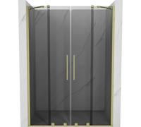 Mexen Velar Duo puertas de ducha correderas 150 cm, grafito, dorado cepillado - 871-150-000-42-55 50604 5905315315014