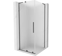 Mexen Velar L cabina de ducha corredera 100 x 100 cm, escarcha, gris oscuro cepillado - 871-100-100-33-66 44379 5905315308221