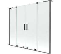 Mexen Velar L Dúo de biombo de bañera de 2 hojas corredizas 170 x 150 cm, transparente, metal de antracita - 896-170-003-02-95 42453 5905315279163