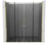 Mexen Velar L Duo puertas de ducha correderas 200 cm, grafito, dorado - 871-200-003-42-50 51793 5905315342911