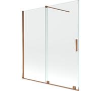 Mexen Velar mampara de bañera de 2 alas correderas 150 x 150 cm, transparente, oro rosa - 896-150-000-01-60 24487 5905315221315
