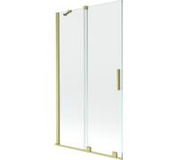 Mexen Velar mampara de bañera de 2 paneles correderos 100 x 150 cm, transparente, oro cepillado - 896-100-000-01-55 24454 5905315221117