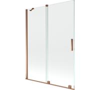 Mexen Velar mampara de bañera de 2 puertas correderas 130 x 150 cm, transparente, oro rosa - 896-130-000-01-60 24485 5905315221292