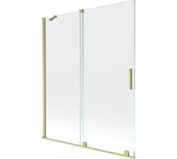 Mexen Velar mampara de baño de 2 alas deslizante 140 x 150 cm, transparente, dorado cepillado - 896-140-000-01-55 24465 5905315221155