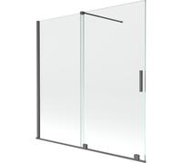 Mexen Velar mampara de baño de 2 alas deslizante 160 x 150 cm, transparente, gris fusil cepillado - 896-160-000-01-66 24555 5905315221629