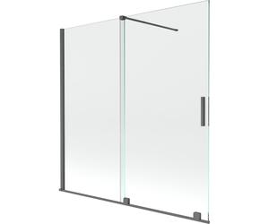 Mexen Velar mampara de baño de 2 alas deslizante 160 x 150 cm, transparente, gris fusil cepillado - 896-160-000-01-66 24555 5905315221629