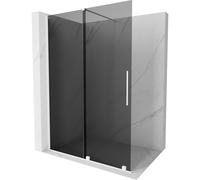 Mexen Velar mampara de ducha corredera Walk-in 130 x 200 cm, grafito 8 mm, blanca - 871-130-000-43-20 40463 5905315284532