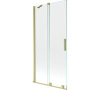 Mexen Velar mampara de ducha de bañera 2-paneles correderos 90 x 150 cm, transparente, oro cepillado - 896-090-000-01-55 24449 5905315221094