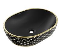 Mexen Viki lavabo de encimera 48 x 35 cm, negro mate/diseño de cuadrícula dorado - 21054879 21894 5907709156876