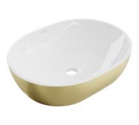 Mexen Viki lavabo de sobreponer 48 x 35 cm, blanco/dorado patrón líneas - 21054817 21885 5907709156777