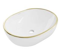 Mexen Viki lavabo sobre encimera 48 x 35 cm, blanco/dorado borde - 21054805 21881 5907709156753
