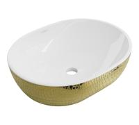 Mexen Viki lavabo sobre encimera 48 x 35 cm, blanco/dorado con diseño de escamas - 21054808 21883 5907709156784