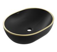 Mexen Viki lavabo sobre encimera 48 x 35 cm, negro mate/borde dorado - 21054875 21890 5907709156838