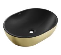 Mexen Viki lavabo sobre encimera 48 x 35 cm, negro mate/dorado patrón líneas - 21054877 21892 5907709156852