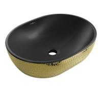 Mexen Viki lavabo sobre encimera 48 x 35 cm, negro mate/patrón dorado de escamas - 21054878 21893 5907709156869