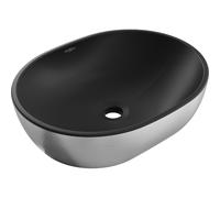 Mexen Viki lavabo sobre encimera 48 x 35 cm, negro mate/patrón plateado líneas - 21054873 21888 5907709156814