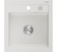 Mexen Vito fregadero de granito de 1 compartimento 520 x 490 mm, blanco, sifón cromado - 6503521000-20 3795 5907709193833