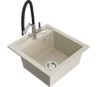 Mexen Vito fregadero de granito de 1 compartimento con grifo de cocina Duo, beige - 6503-69-671701-07 22562 5905315043412