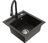Mexen Vito fregadero de granito de 1 compartimento con grifo de cocina Elia, negro/dorado metálico - 6503-75-670101-70 19541 5905315027979