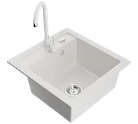 Mexen Vito fregadero de granito de 1 compartimento con grifo de cocina Telma, blanco - 6503-20-670200-20 6163 5907709189263