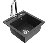 Mexen Vito fregadero de granito de 1 compartimiento con grifo de cocina Elia, negro moteado - 6503-76-670101-00 19542 5905315027986