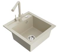 Mexen Vito fregadero de granito de 1 cubeta con grifo de cocina Duero, beige - 6503-69-671600-69 16995 5905315022707