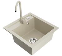 Mexen Vito fregadero de granito de 1 cubeta con grifo de cocina Telma, beige - 6503-69-670200-69 6165 5907709189287