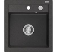 Mexen Vito fregadero de granito de 1 seno 520 x 490 mm, negro moteado, sifón cromo - 6503521000-76 3800 5907709193895