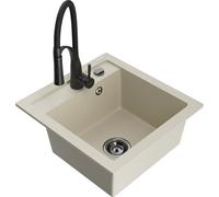 Mexen Vito fregadero de granito de 1 seno con grifo de cocina Aster, beige - 6503-69-73450-70-B 18924 5905315043467