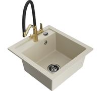Mexen Vito fregadero de granito de 1 seno con grifo de cocina Duo, beige - 6503-69-671701-57-B 22565 5905315043597
