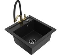 Mexen Vito fregadero de granito de 1 seno con grifo de cocina Duo, negro - 6503-77-671701-57-B 22590 5905315045331