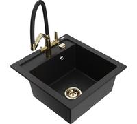 Mexen Vito fregadero de granito de 1 seno con grifo de cocina Duo, negro - 6503-77-671701-57-G 22589 5905315045270