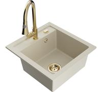Mexen Vito fregadero de granito de 1 seno con grifo de cocina Elia, beige - 6503-69-670101-50 19524 5905315027825