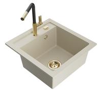 Mexen Vito fregadero de granito de 1 seno con grifo de cocina Flora, beige - 6503-69-670401-57-G 19995 5905315057075