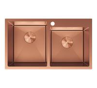 Mexen Xorin fregadero de acero de 2 compartimentos 780 x 450 mm, cobre - 6441782000-65 79041 5905315982742