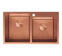 Mexen Xorin fregadero de acero inoxidable de 2 compartimentos 780 x 450 mm, cobre HC - 6441782000-65HC 79042 5905315982759