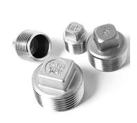 MEXEWORD Tapón de Rosca Macho BSP de Acero Inoxidable 304, tapón de Cabeza Cuadrada, tapón de Agua roscado BSP, Tapa de tubería y Accesorios de 1/4", 3/8", 1/2" -1,5"(1-1I4inch 74g)