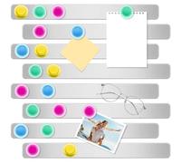 Mexgcom 8 Piezas Pizarras Magnéticas, Tiras Magnéticas Autoadhesivas, 30x3cm, con 32 Piezas Imanes de Colores, Potentes Magnéticos para La Escuela, Oficina, Documentos y Fotos (8PCS)