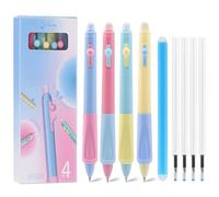 Mexgcom Bolígrafo Borrador-4 Piezas/Cartón (Recambios Azules), Viene con 4 Recambios Negros Reemplazables y Borrador, Diámetro del Recambio 0.5 Mm Bolígrafo Borrador (Estilo rosa)